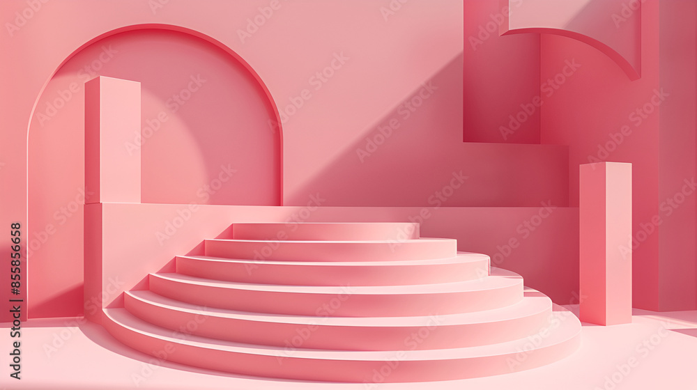 Minimalism Matte Soft Color Background with Arc Podium ,Abstract minimal scene with geometrical forms Minimalism Matte Soft Color Background with Arc Podium ,Abstract minimal scene with geometrical forms