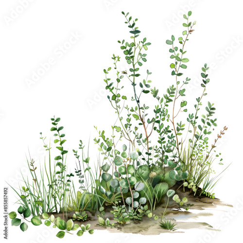 Wallpaper Mural Delicate Watercolor Herbs Isolated on Transparent Background, Ideal for Culinary Illustrations and Botanical Art Torontodigital.ca