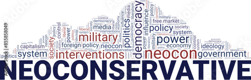 Neoconservative word cloud conceptual design isolated on white background.