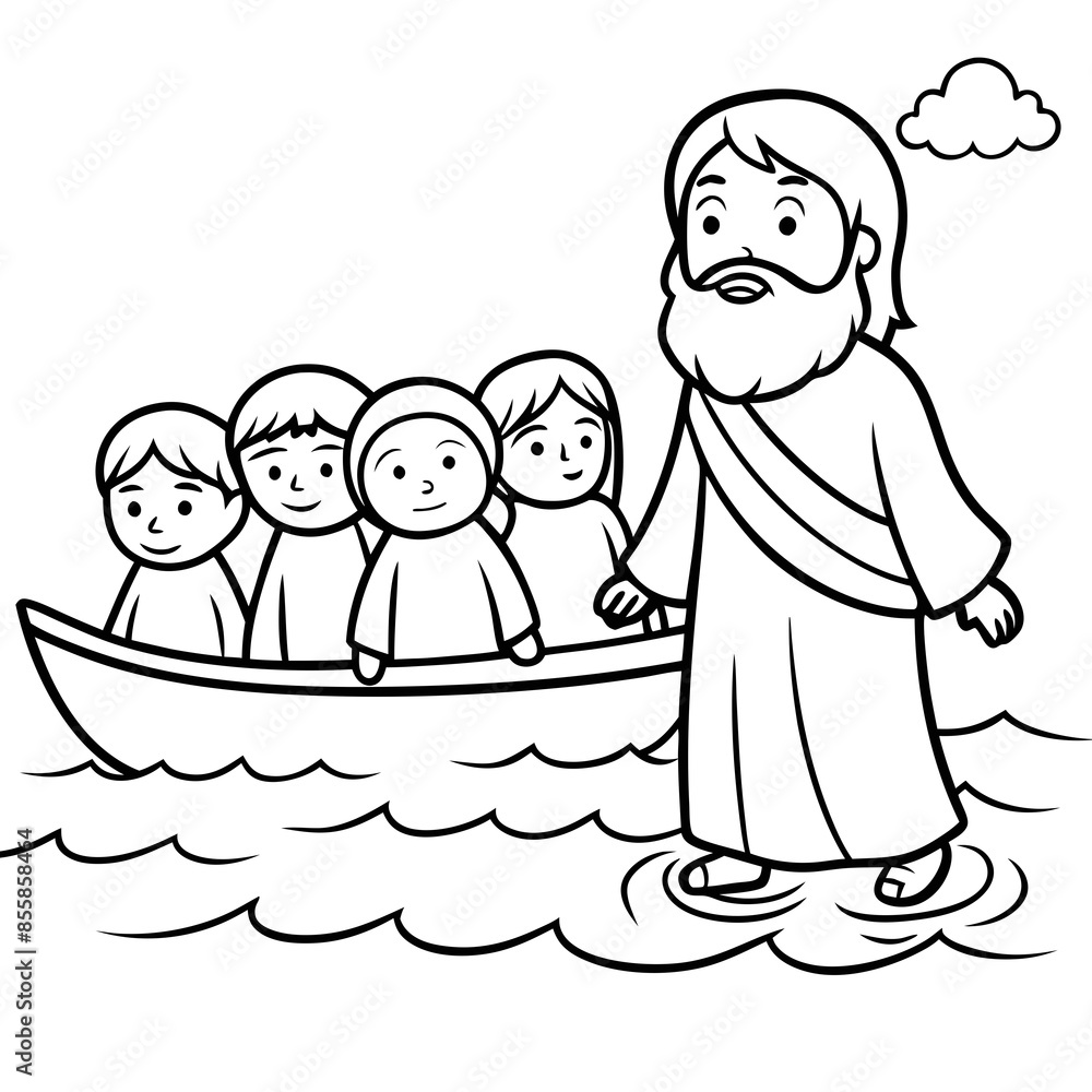 Jesus Christ in a boat with children on it Jesus Christ in a boat with children on it