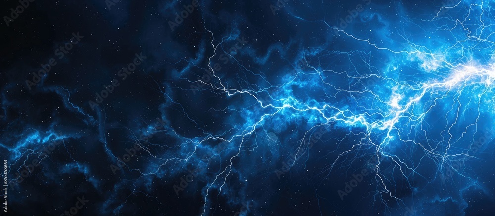 Blue Striking Electric Lightning Background. Copy space image. Place for adding text or design Blue Striking Electric Lightning Background. Copy space image. Place for adding text or design