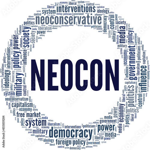 Neocon word cloud conceptual design isolated on white background.