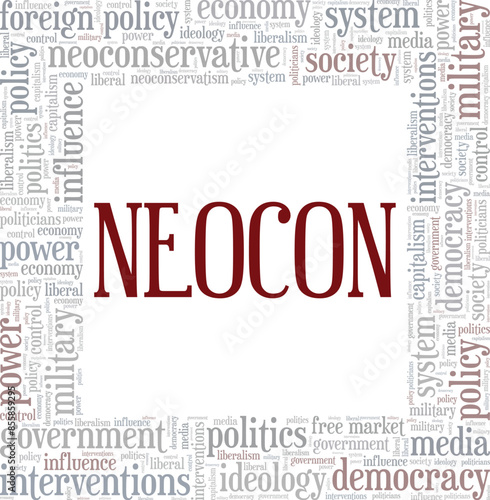 Neocon word cloud conceptual design isolated on white background.