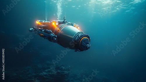 Autonomous Underwater Vehicle Exploring the Mysterious Deep Sea Environments with High Tech Sensors © Thares2020