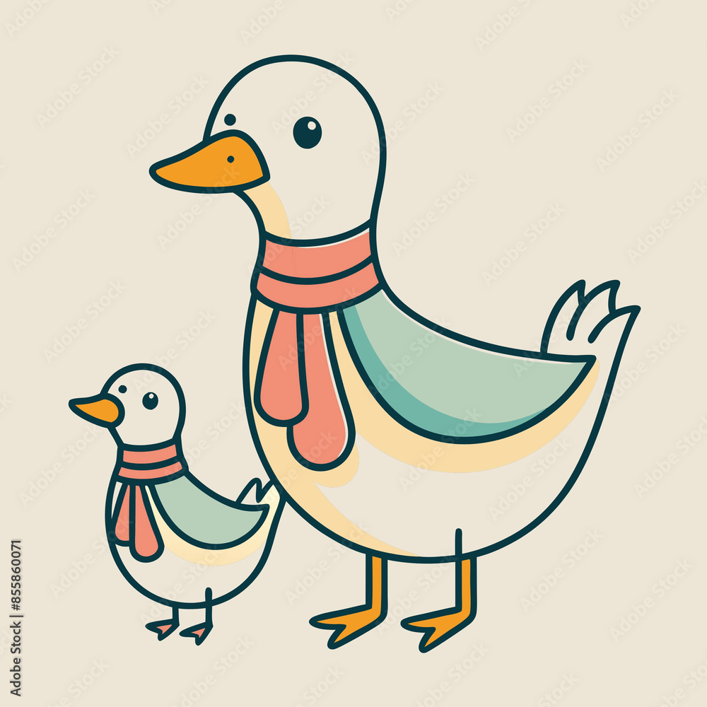 Cute duck doodle style cartoon elements graphic charecter Cute duck doodle style cartoon elements graphic charecter