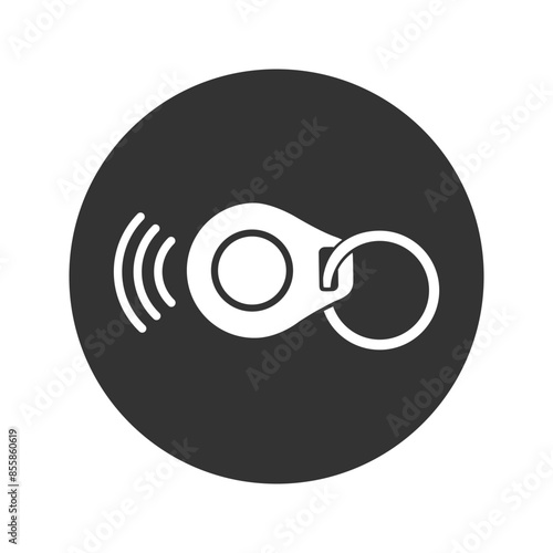 Radio-frequency identification (RFID) key fob with button icon vector sign