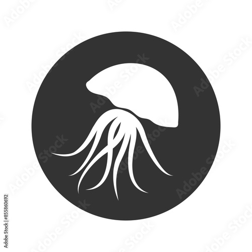 Silhouette of a floating Medusa - vector sign for a logo or pictogram icon. Jellyfish silhouette for a button or corporate identity on a nautical theme