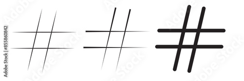 Hashtags icon vector, hashtag sign and symbol isolated on white background, black hashtag icon.vector illustration.