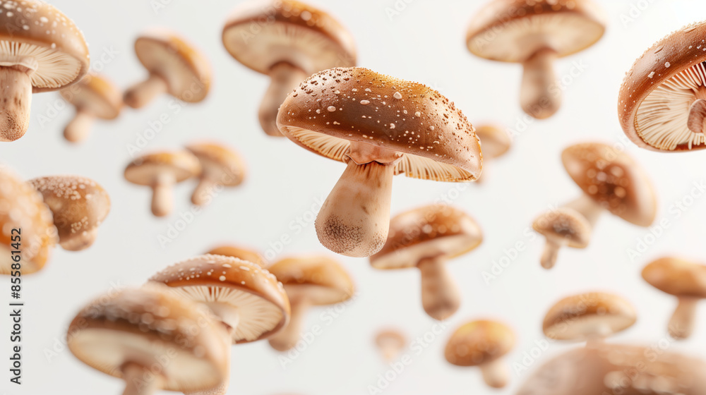 Close-up Variety of Colorful Mushrooms Arranged on Clean White Background Close-up Variety of Colorful Mushrooms Arranged on Clean White Background