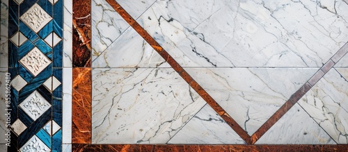White stone marble floor wi...