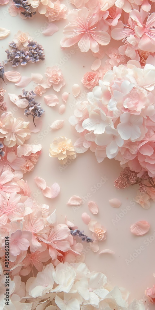 A beautiful composition of blooming flowers in soft pastel colors, suitable for backgrounds and decorative purposes. A beautiful composition of blooming flowers in soft pastel colors, suitable for backgrounds and decorative purposes.