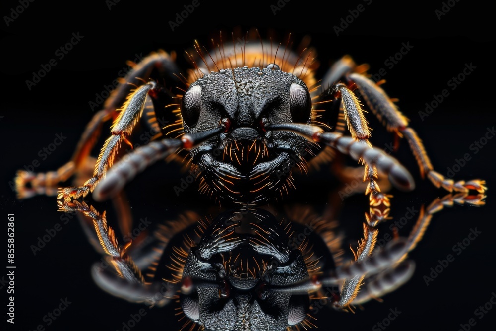 Fototapeta premium A Close-Up Look at a Black and Orange Ant