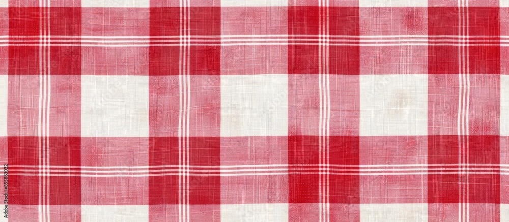 Seamless red checkered plaid fabric pattern texture. Modified stripes consisting of crossed horizontal and vertical lines.Seamless picnic pattern. Copy space image. Place for adding text or design Seamless red checkered plaid fabric pattern texture. Modified stripes consisting of crossed horizontal and vertical lines.Seamless picnic pattern. Copy space image. Place for adding text or design