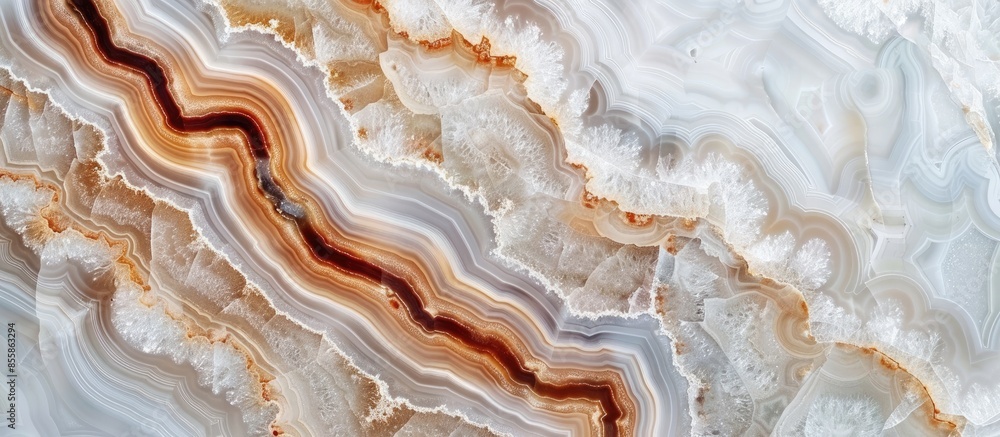Luxurious Ivory Agate Marble Texture With Brown Veins. Polished Marble Quartz Stone Background Striped By Nature With a Unique Patterning, It Can Be Used For Interior-Exterior Tile And Ceramic Tile