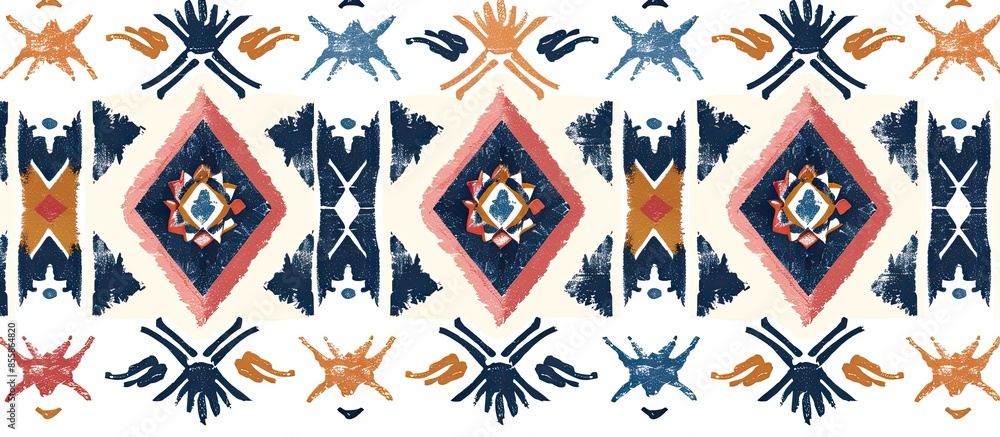 Ikat geometric folklore ornament, Tribal ethnic texture. Seamless striped pattern in Aztec style, Figure tribal embroidery, Scandinavian, Ikat pattern. with copy space image Ikat geometric folklore ornament, Tribal ethnic texture. Seamless striped pattern in Aztec style, Figure tribal embroidery, Scandinavian, Ikat pattern. with copy space image