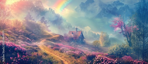 Fantasy panoramic photo bac...