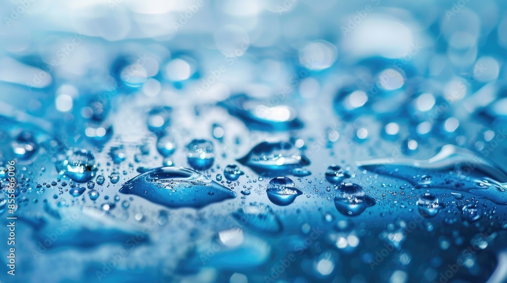 Water droplets on a azure surface Water droplets on a azure surface