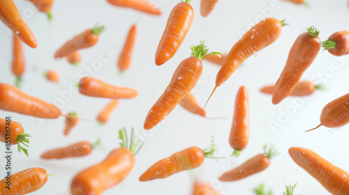 Freshly Harvested Carrots on White Background