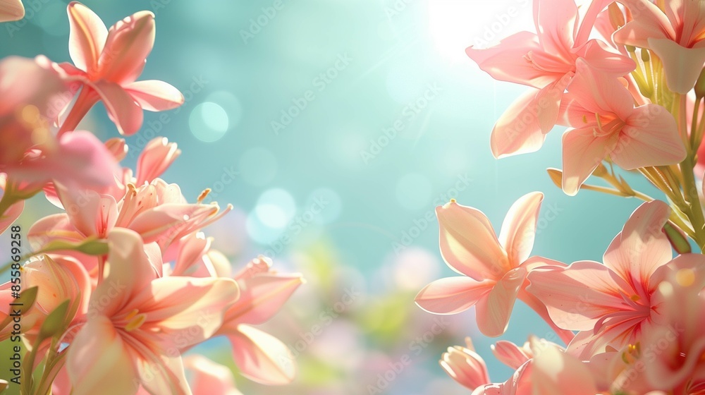 Fototapeta premium tuberose flowers frame in bright and shiny sky background