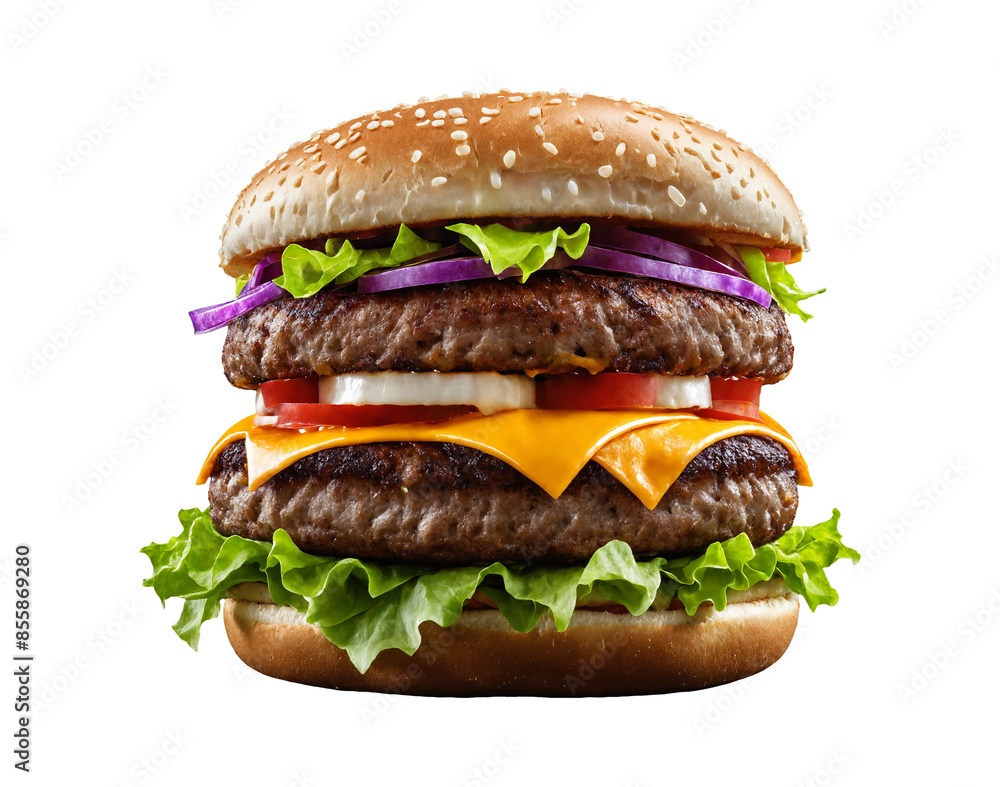 A delicious big Cheeseburger. Isolated on transparent background. A delicious big Cheeseburger. Isolated on transparent background.