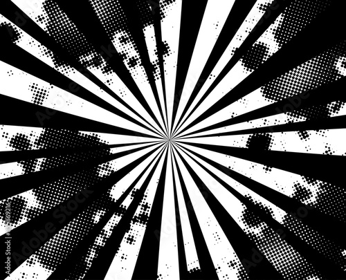 Comic speed black lines with halftone effect