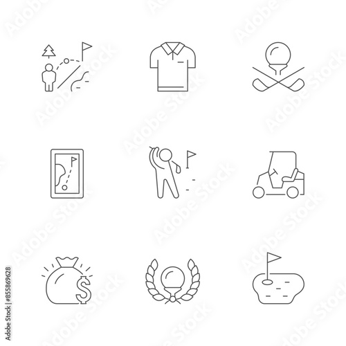 Set line icons of golf