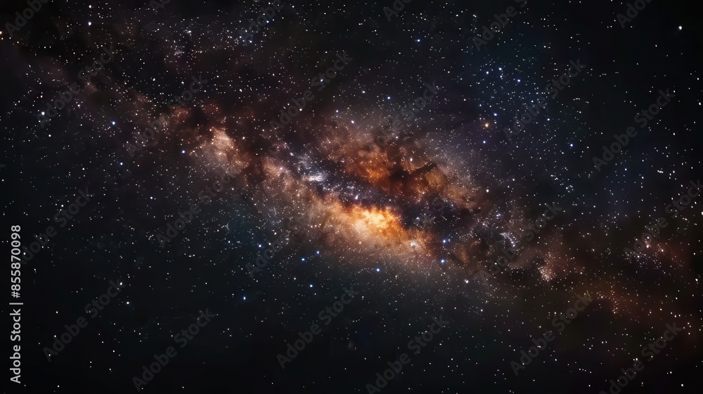 Naklejka premium Night sky filled with stars and the Milky Way galaxy