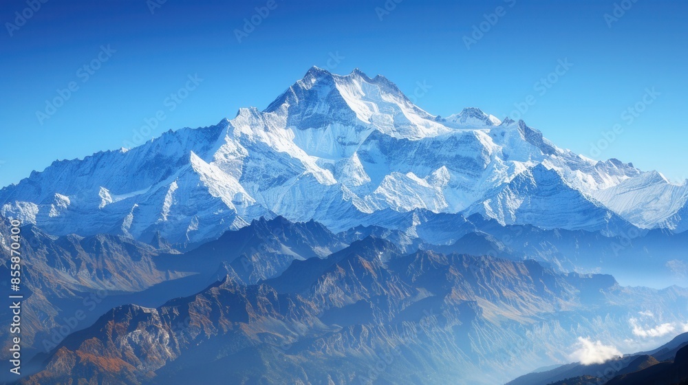Snow-capped peaks under a clear blue sky Snow-capped peaks under a clear blue sky