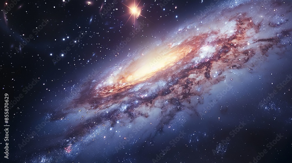 Majestic Spiral Galaxy with Radiant Core Majestic Spiral Galaxy with Radiant Core