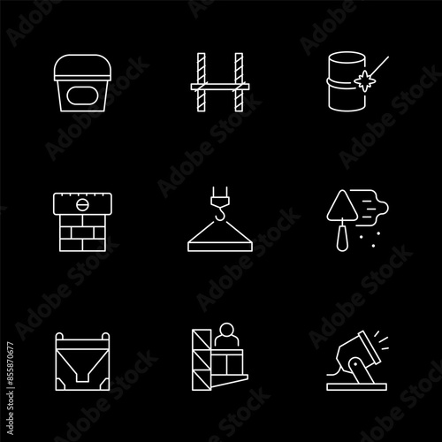 Set line icons of construction