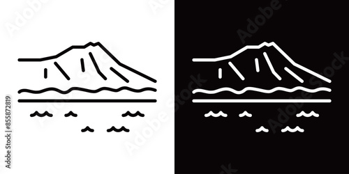 シンプルなダイアモンドヘッドのラインアイコン