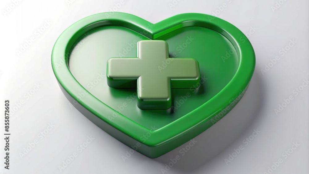 Obraz premium modern design of a green heart with medical cross, symbolizing health and organ donation