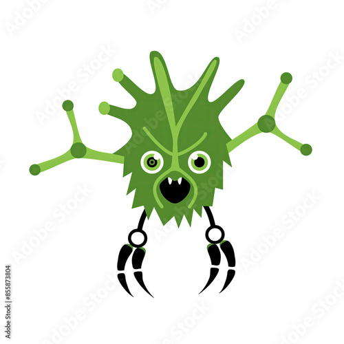 Cute monster for children room, kids room, nursery, decoration, wallpaper. Green Monster