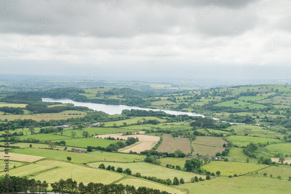 Naklejka premium Tittersworth Reservoir and the Peak District countryside on an overcast day