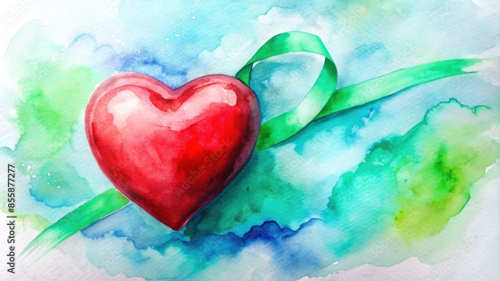 red heart with a green ribbon, symbolizing organ donation awareness red heart with a green ribbon, symbolizing organ donation awareness
