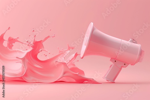 Vibrant Pink Megaphone on Pastel Background for Loud Announcements Generative AI photo