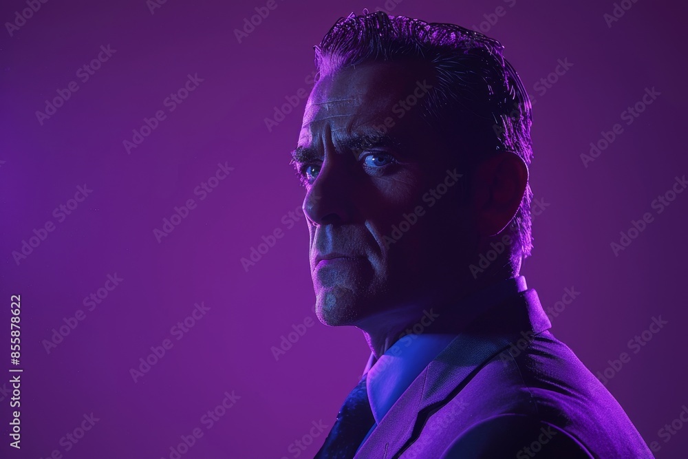 Silhouette of a detective in a dark room, intense, crime investigation scene Silhouette of a detective in a dark room, intense, crime investigation scene