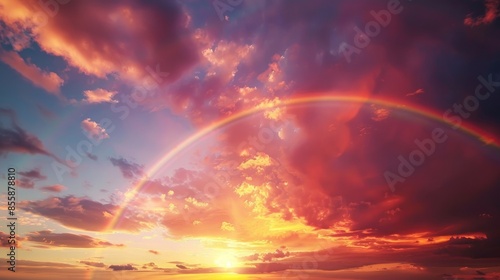 Vivid sky at sunset with stunning rainbow © TheWaterMeloonProjec