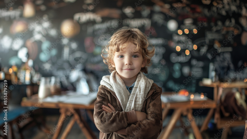 Portrait of a young boy with blond curly hair. Portrait of a young boy with blond curly hair.