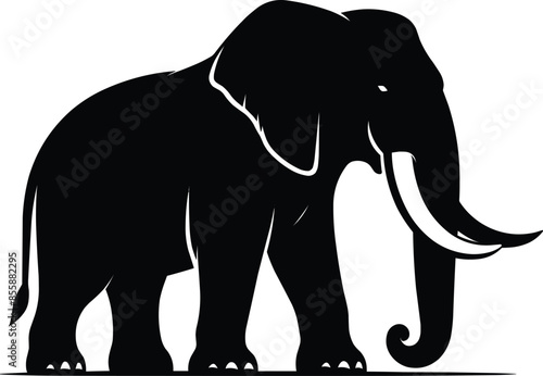 Elephant Silhouette isolated on white background Minimalist elephant vector shape icon