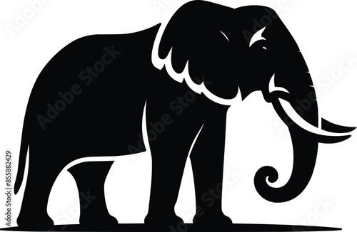 Elephant Silhouette isolated on white background Minimalist elephant vector shape icon
