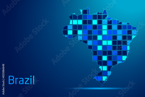 concepts of Brazil Network Digital Technology Graphic illustration. Blue Color. Internet Futuristic Concept Map.