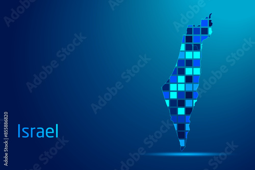 concepts of Israel Network Digital Technology Graphic illustration. Blue Color. Internet Futuristic Concept Map.