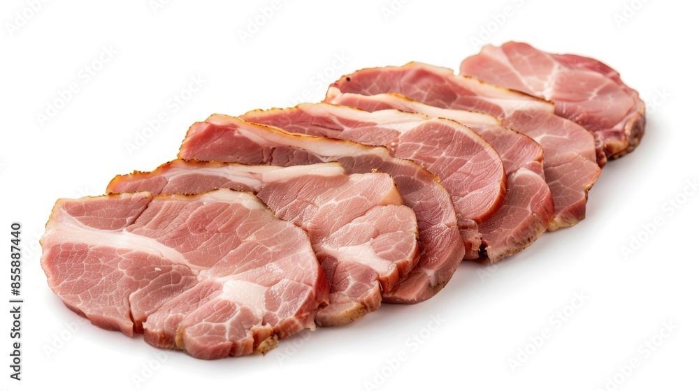 Sliced fresh pork on a white background Sliced fresh pork on a white background