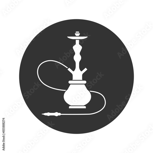 Hookah black glyph icon. Sheesha house. Hooka accessories shop. Nargile lounge. Odor from pipe. Scent of vaporizing. Smoking area. Silhouette symbol on white space. Vector