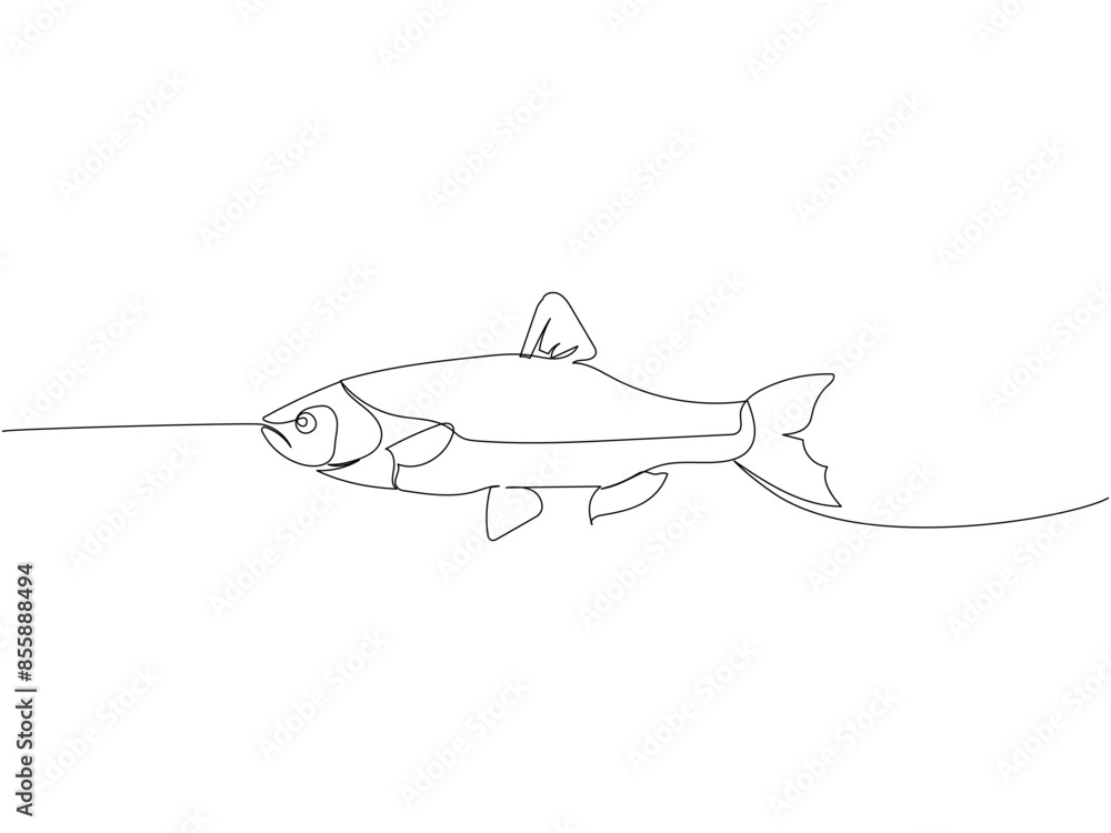 Fototapeta premium fish, sea fish, river fish, herring, goby, bream one line art. Continuous line drawing of farm, nature, agriculture, fish farming, fishing.