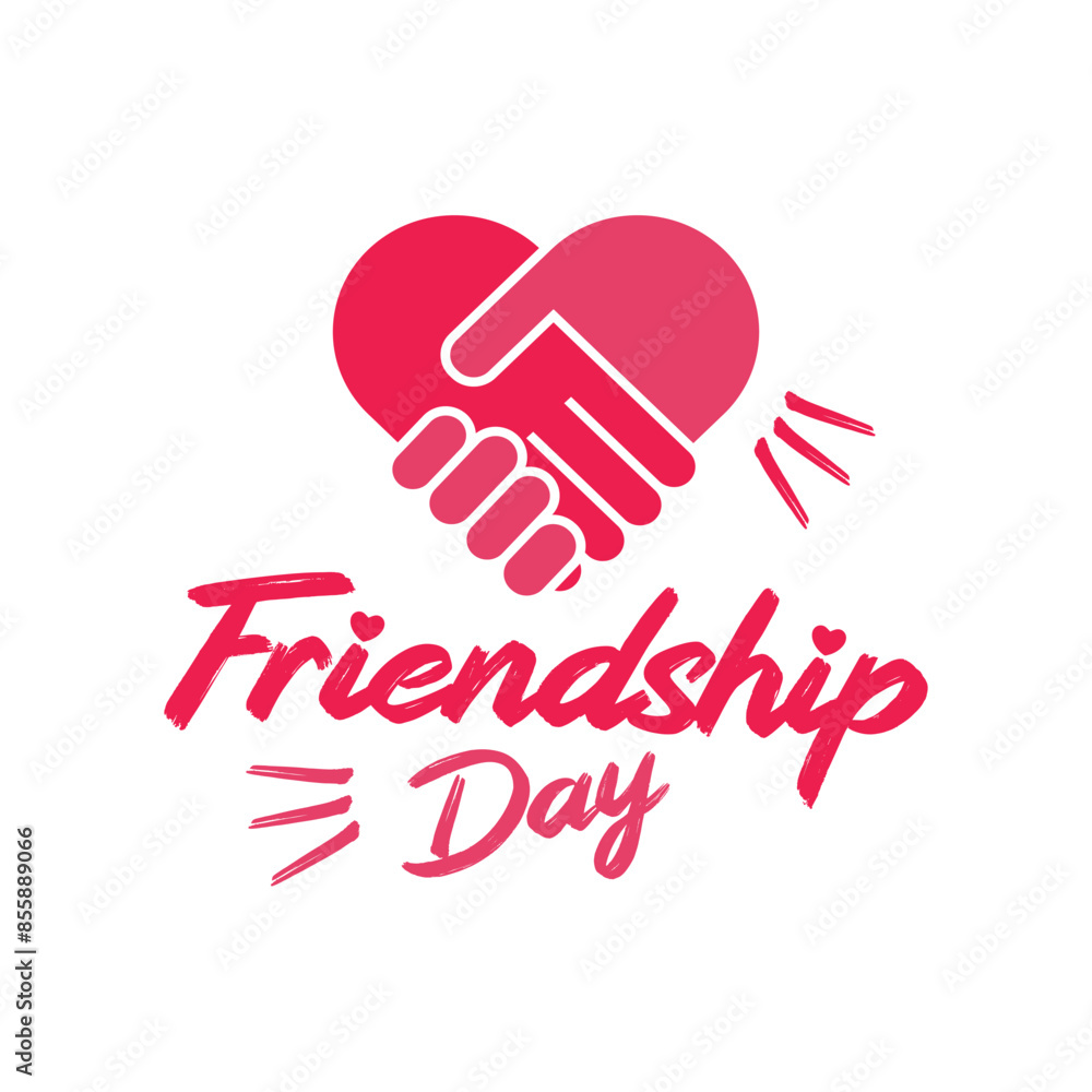 Obraz premium Happy friendship day typography holiday celebration art illustration dark and light bright red with white background for poster banner greeting card print