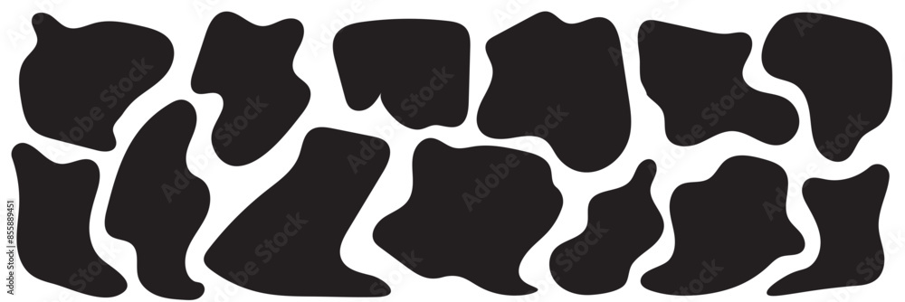 Organic blob shapes. Irregular forms. Asymmetrical flowing liquid circles. Smooth silhouette stones. Collection of isolated vector elements on white background Organic blob shapes. Irregular forms. Asymmetrical flowing liquid circles. Smooth silhouette stones. Collection of isolated vector elements on white background