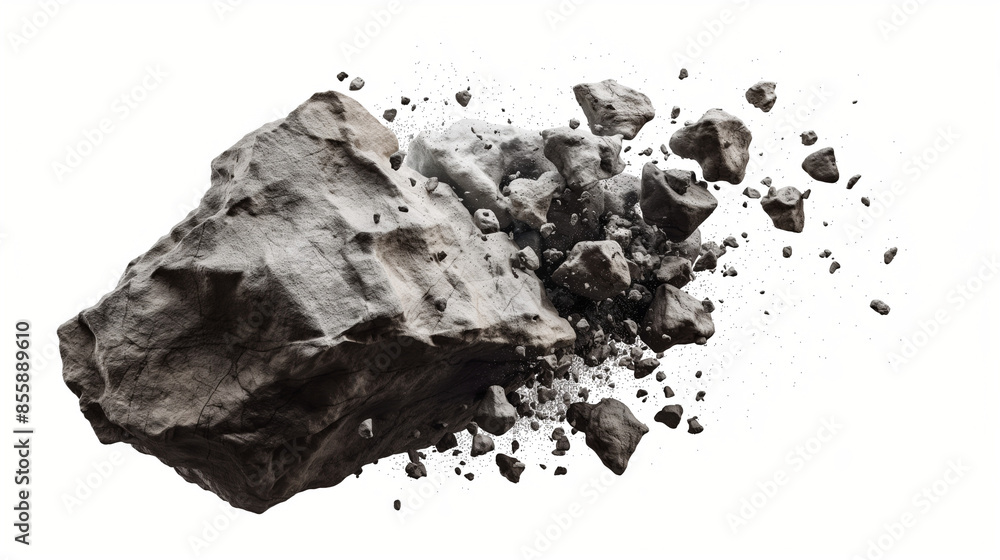 Rock stone white background fall black falling space isolated splash dust mountain cliff flying. Earth stone boulder texture rock abstract broken powder white dirt blast float burst fantasy surface Rock stone white background fall black falling space isolated splash dust mountain cliff flying. Earth stone boulder texture rock abstract broken powder white dirt blast float burst fantasy surface