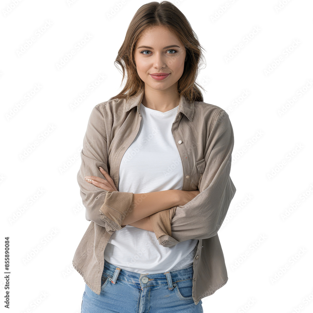 Young Casual Woman Isolated on Transparent Background, Perfect for Modern Lifestyle and Youth Fashion Concepts